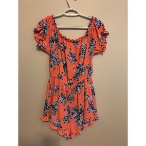 Off the shoulder floral romper
